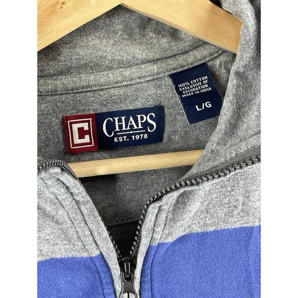 Chaps Long Sleeve Blue and Gray Striped T-Shirt (Size L) - Picture 3 of 7